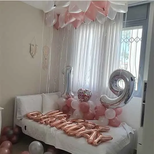 סידור חדר בלונים ליום הולדת 19